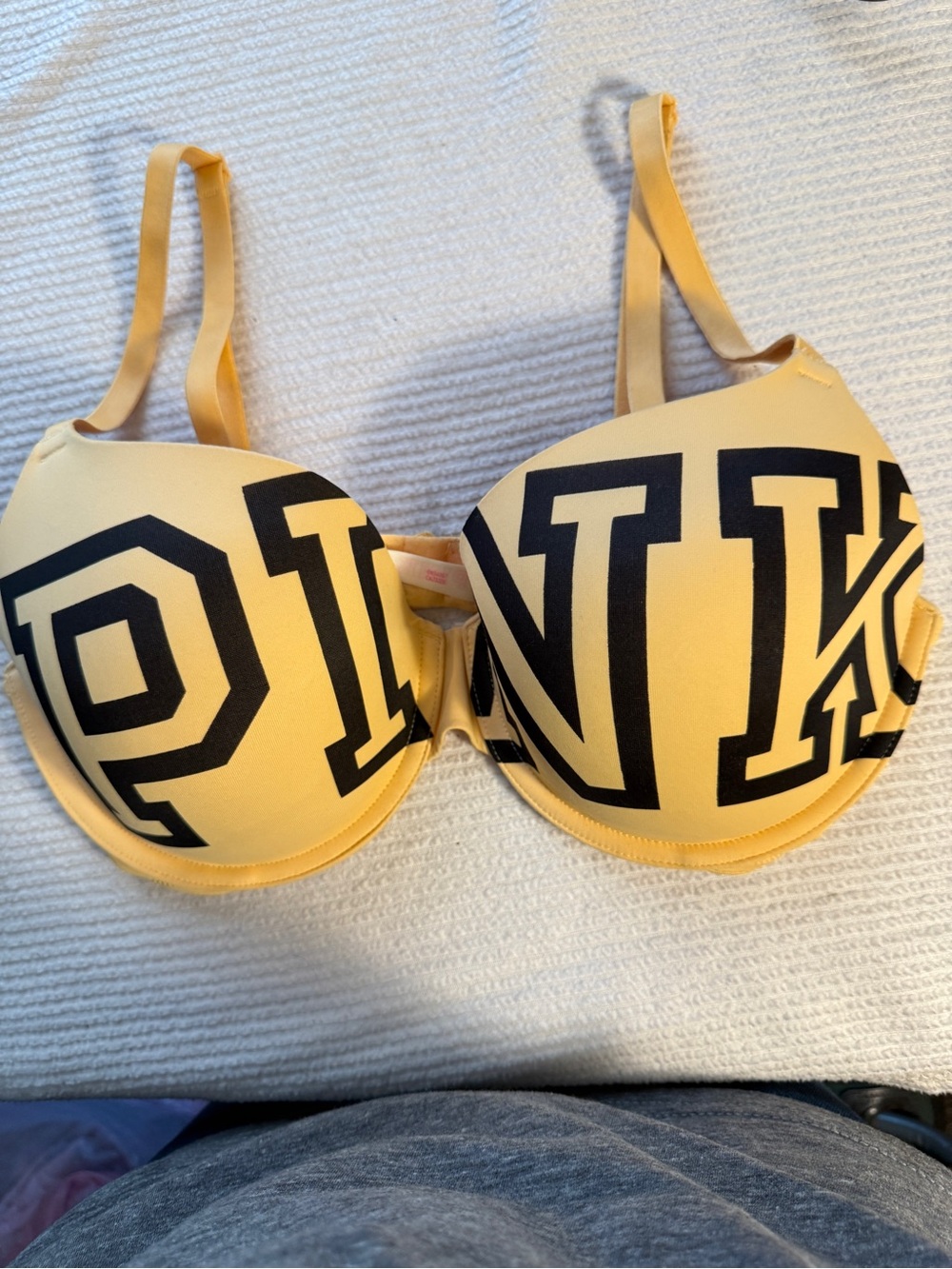 PINK by Victoria's Secret Yellow and Pink Padded Bra with Logo